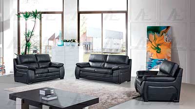 Black Italian leather sofa set AE041