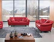 Red Italian leather sofa set AEK 093