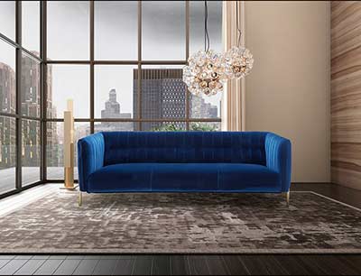 Blue Velour Sofa NJ Vista