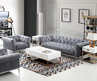 Gray Velvet Sofa DS Marilyn