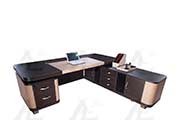 Beige and Brown Faux Leather Desk AE 62