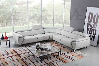 Light Gray Leather Sectional Sofa AE 002
