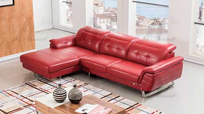 Red Italian Leather Sectional Sofa AE 085