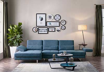 Blue Fabric Sectional sofa VG 758