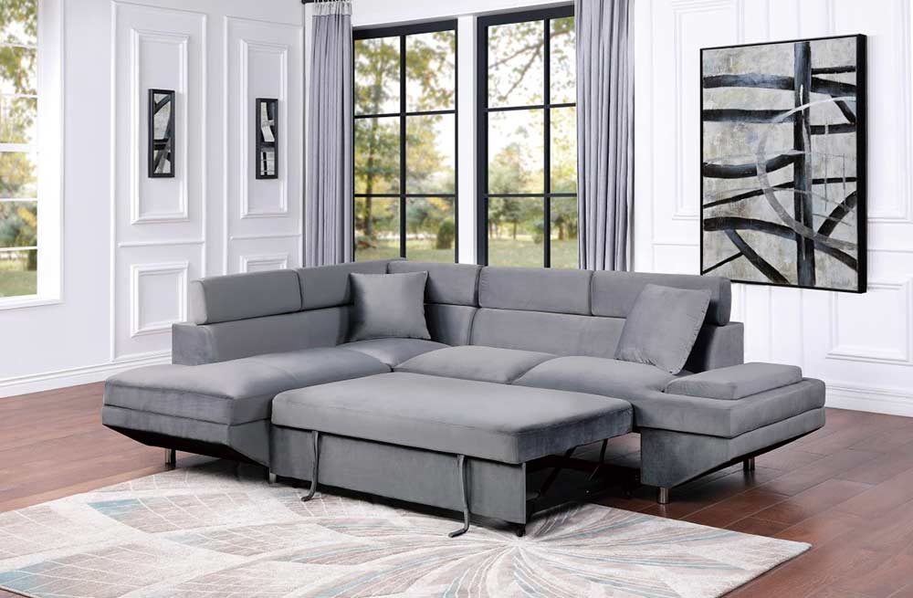 grey velvet sofa bed