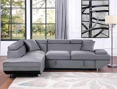 Grey Velvet Sectional Sofa Bed HE Cruise