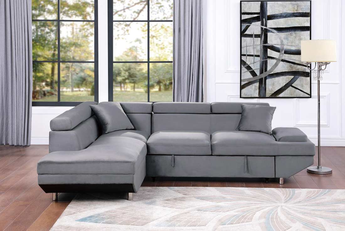 Grey Velvet Sectional Sofa Bed HE Cruise Sofa Beds