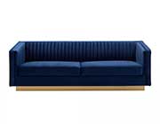 Navy Blue and Gold Velvet Sofa AL Magnolia
