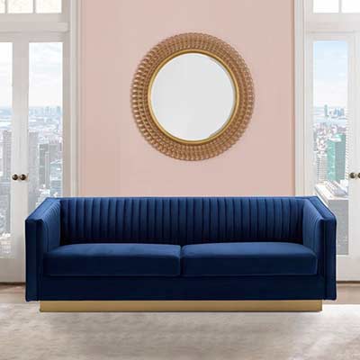 Navy Blue and Gold Velvet Sofa AL Magnolia