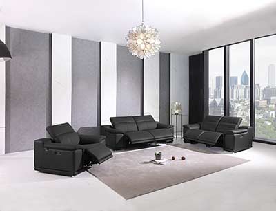 Dark Gray Power Reclining Leather Sofa Set GU 762