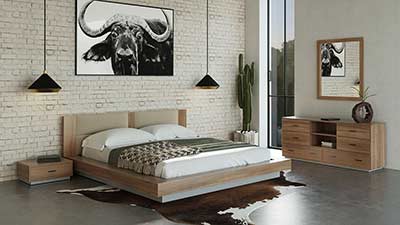 Light Walnut and Gray Bed VG Fantasy