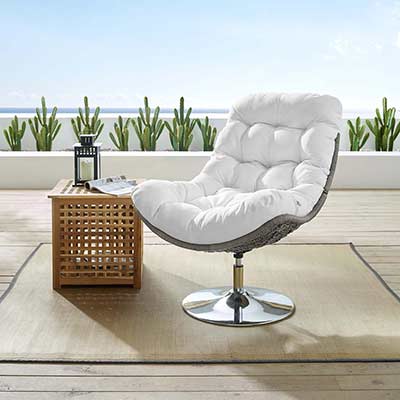 White Lounge Swivel Chair MW Brooklyn