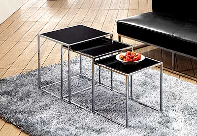 Nesting Table set z-106 with Clear Glass Top