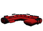 Modern Red and Black Bonded Leather Sectional - Astra