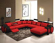 Modern Red and Black Bonded Leather Sectional - Astra