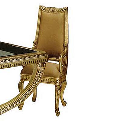 BT 300 Traditional Italian Antiqued Gold Dining Arm Chair