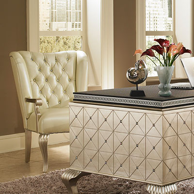 Hollywood Swank Creamy Pearl Desk Chair by AICO