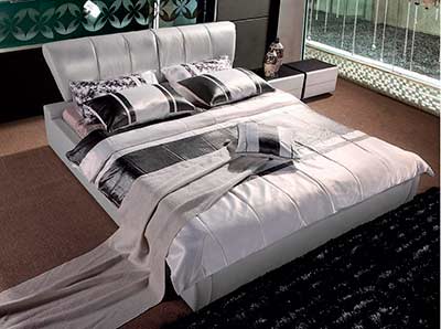 Modern Beige Leatherette Bed VG070