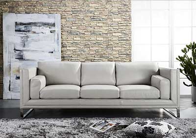 Ash Grey 100% Leather Sofa