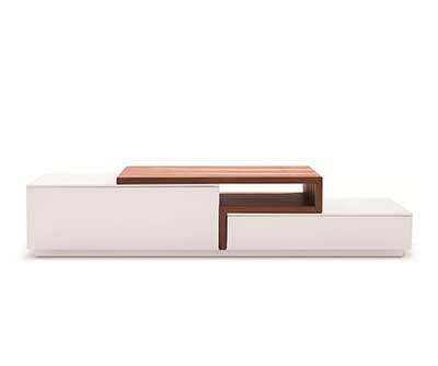 White lacquer with walnut TV unit SJ045