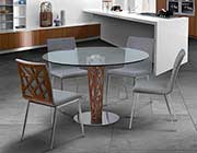 Walnut Column Glass Dining table ArL Diamond
