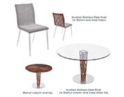 Walnut Column Glass Dining table ArL Diamond