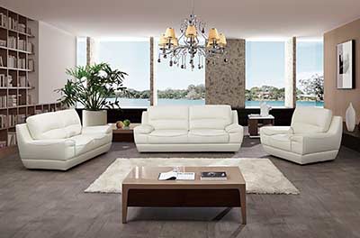 Italian White Leather Sofa Set AEK-18W