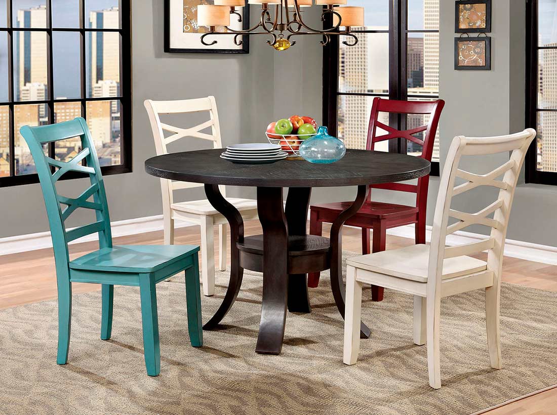 Transitional Dining Room With Round Table