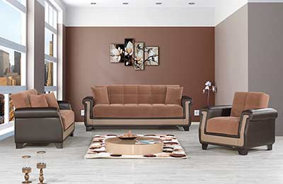 Brown Fabric Sofa Bed Dominique