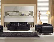 Black Italian leather sofa set AEK 003