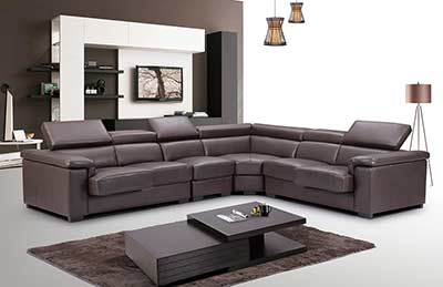 Brown Leather sectional sofa EF 605