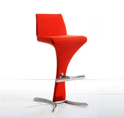 Orange Red Fabric Bar Stool VG Amedea