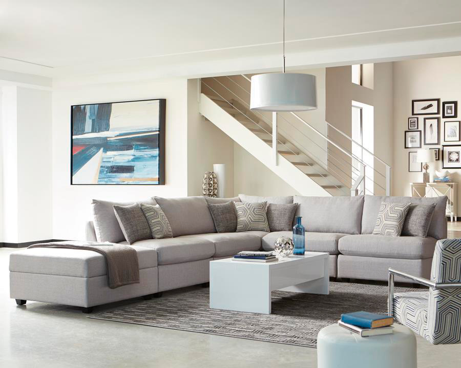 Modular Sofa Sectional Armless Chair Grey Fabric Co221 B 