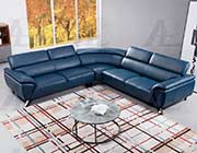 Navy Blue Leather Sectional Sofa AE 002