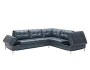 Blue Leather Sectional sofa NJ Lenard