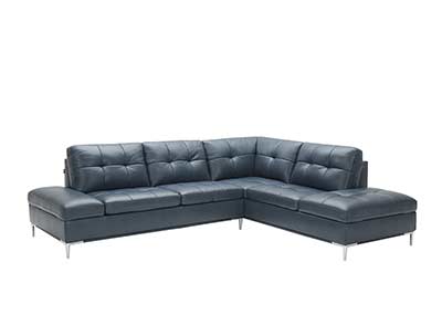 Blue Leather Sectional sofa NJ Lenard