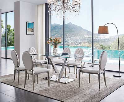 Glass Table with Elegant chairs chairs ESF Z8