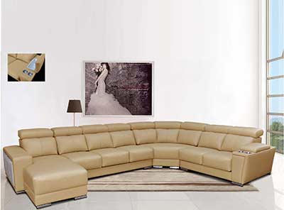 Leather Sectional Sofa with Sliding seats EF 312