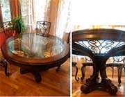 Round Glass Wood Table Floor model