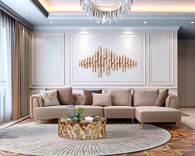 Cream Velvet sectional sofa AE 831
