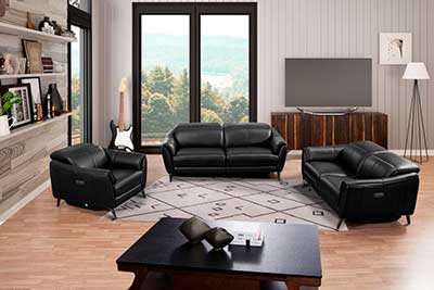 Black Modern Power Recliner Sofa AE 247