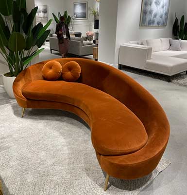 Velour Sectional Sofa in Rust color SB 723