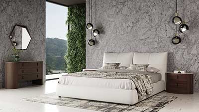 White Leather Modern Bed VG Patricia