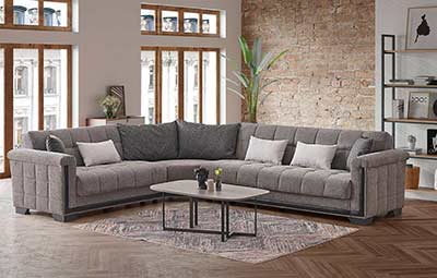 Sectional Sofa Bed Goldy in Gray