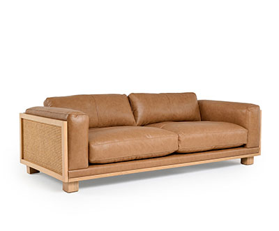 Tan Leather Sofa VG Deena