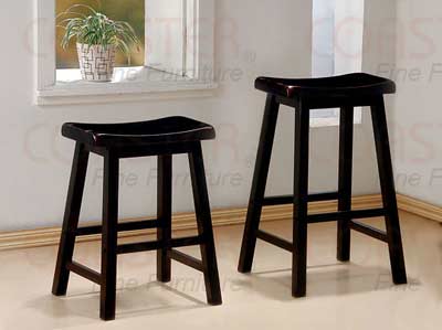 Set of Two Bar Stools in Black Finish