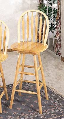 29H Natural Finish Arrow Back Swivel Bar Stool