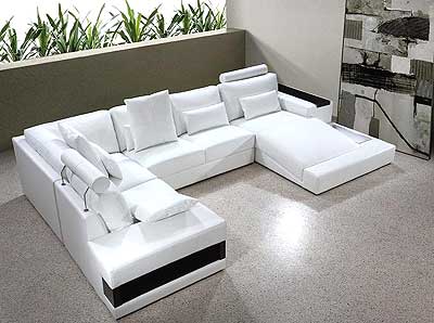 Modern Contemporary Leather Sectional Sofa 324