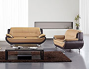 AE208 Leather Sofa Set - Yellow/Brown