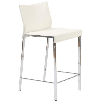 Riley Leather Counter Chair-White-Chrome